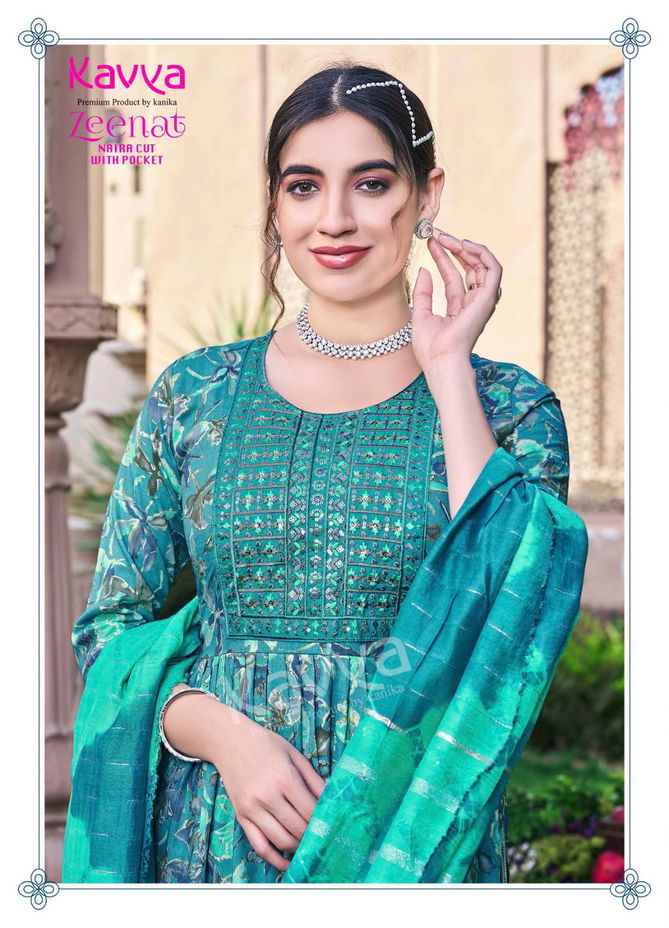 Zeenat Vol 12 By Kavya Capsule Foil Printed Readymade Suits Wholesale Shop In Surat
